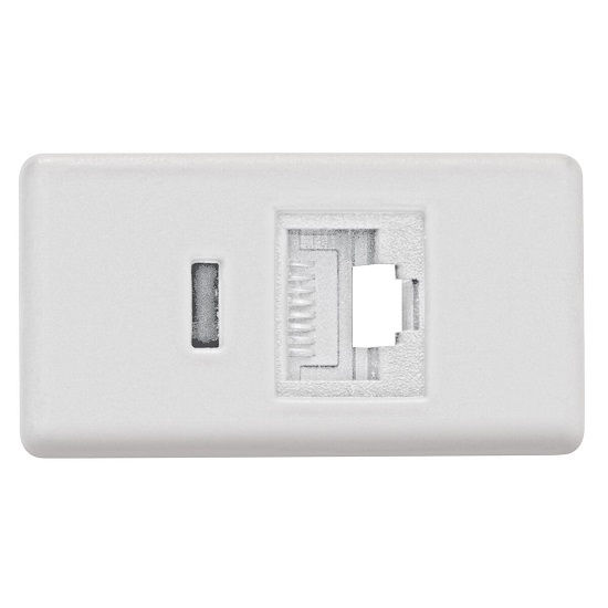 Módulo Módulo Tomada RJ45 8 Fios CAT6 PVC Branco LINHAS:GIZ/LIZ/LUX2 /Tablet/Lizflex/Plastibox/Conduletes