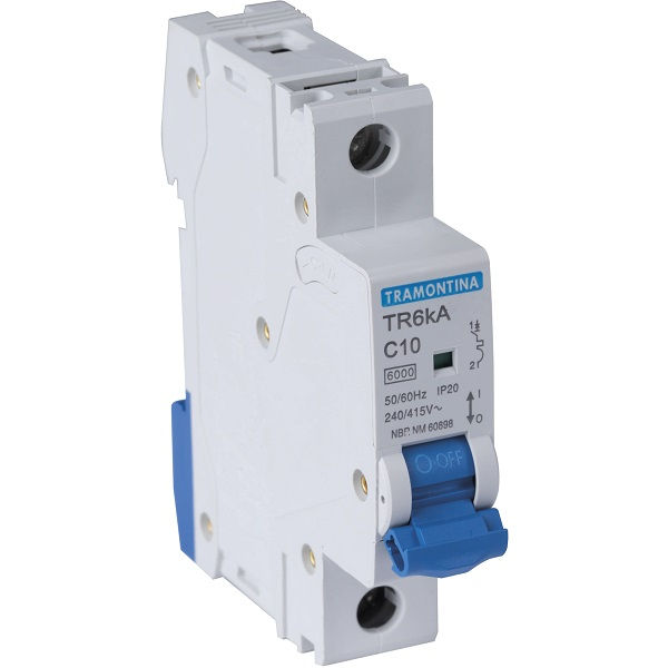 Disjuntor Termomagnético Fixo Unipolar TR6 KA C 10A 10 KA/6 KA 127/220VCA DIN