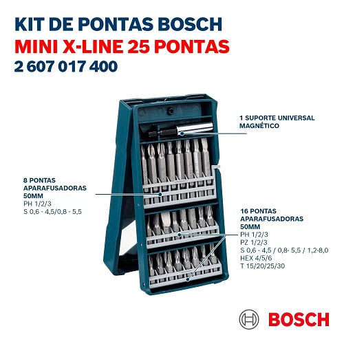 Jogo Bits Aço Vanadium C/25 Pecas Big-bit Bosch