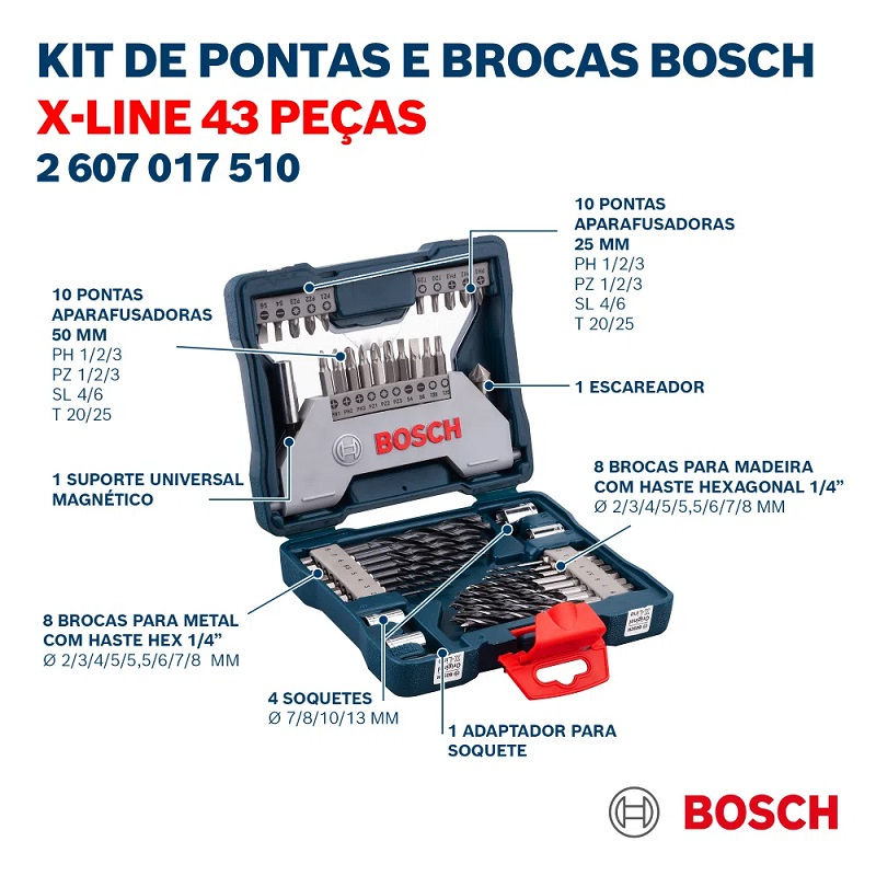 Jogo Bits C/43 Pecas X-line Bosch