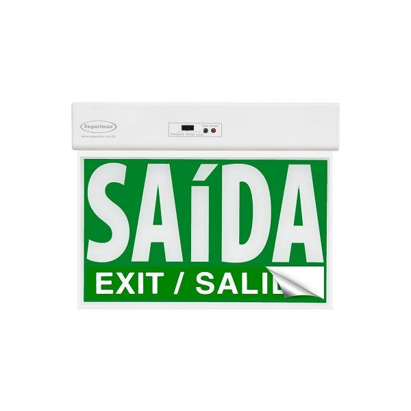 Placa Sinalização Luminosa Saída Face Única 24x18 SLIM Verde com Adesivo