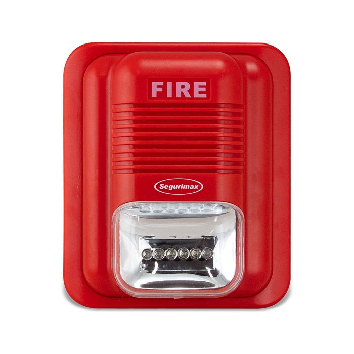 Sinalizador Audiovisual com LED+Sirene Endereçável 20-30VCC ABS Vermelho 133x114x35 mm Smart