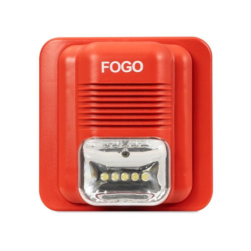 Sinalizador Audiovisual com LED+Sirene Endereçável 20-30VCC ABS Vermelho 134x115x48 mm Compact