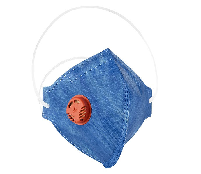 Máscara Máscara Concha Algodão e Poliéster PFF1 Descartável Ca 38501 Azul com Válvula com Clipe Nasal