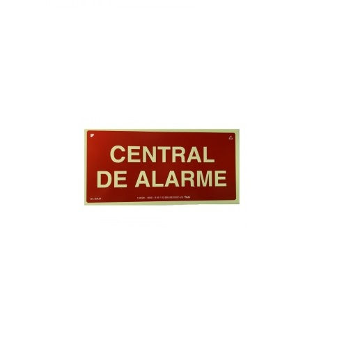 Placa Sinalização Central Alarme de Incêndio PVC 150x200 mm Fotoluminescente/Vermelha