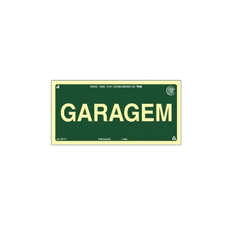 Placa Sinalização Pavimento Garagem PVC 100x200 mm Fotoluminescente/Verde