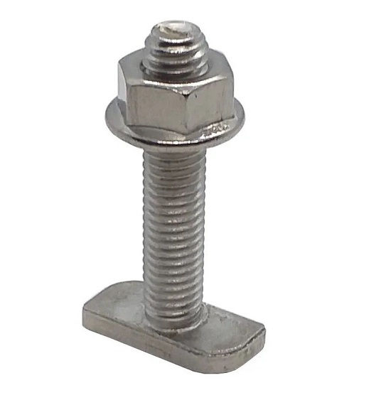 Parafuso Martelo Aço INOX M10x30 mm com Porca Sextavasda para Perfil