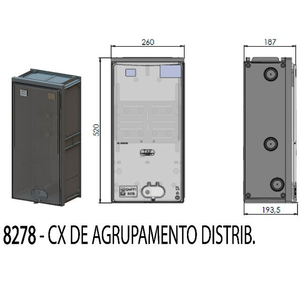Caixa Modular Proteção Barramento Externa Policarbonato 520x260x190 mm Cinza CPFL