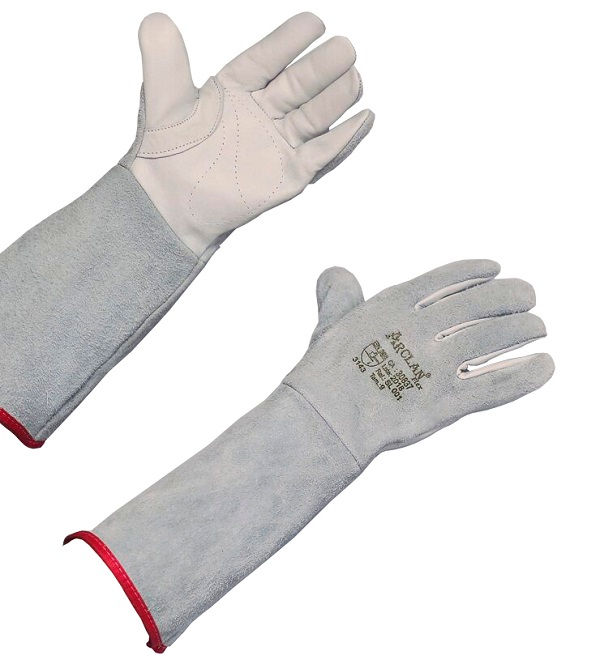 Luva Vaqueta/Raspa Mista Cano Longo FLEX Tamanho 9 (G) 150 mm Branca/Cinza Ca 30837