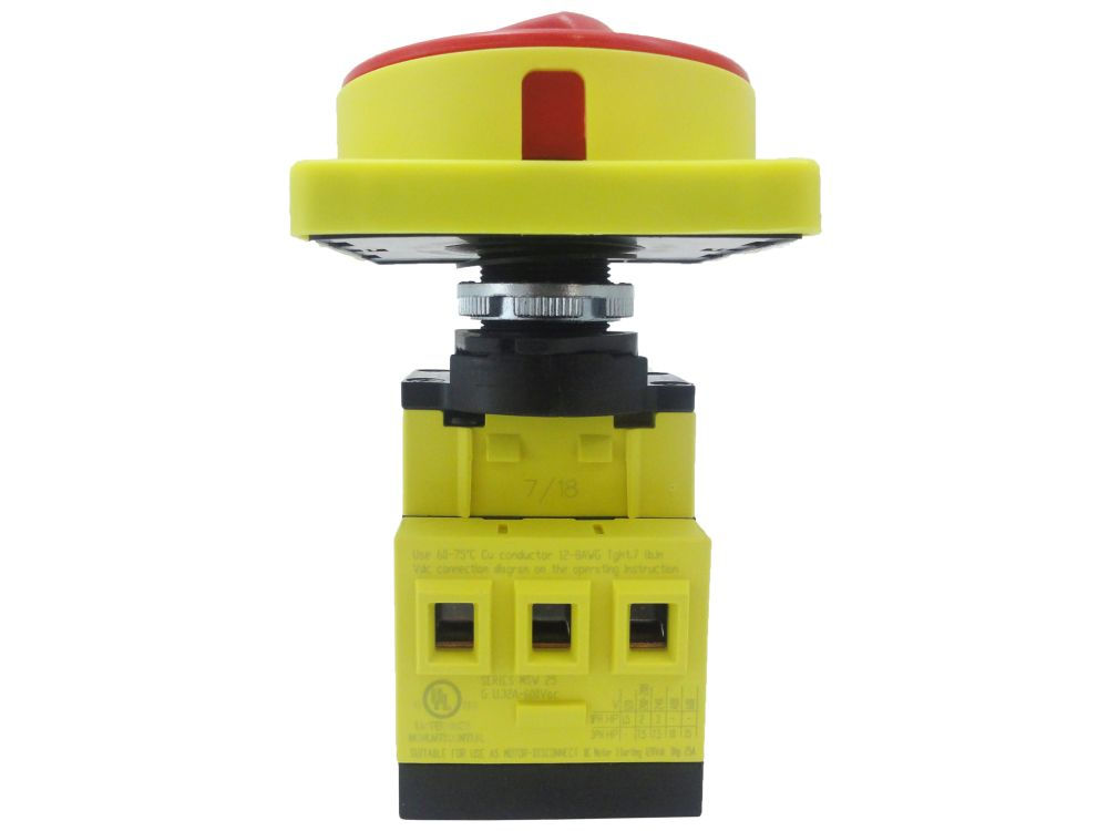 Chave Seccionadora Rotativa MSW Tripolar 25A com Fixação Frontal com Manopla Vermelha para Cadeado