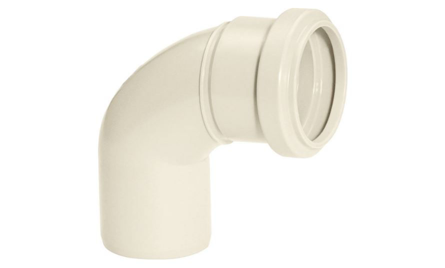 Curva PVC 90G Curta 50 mm Série Reforçada Cinza Claro Esgoto