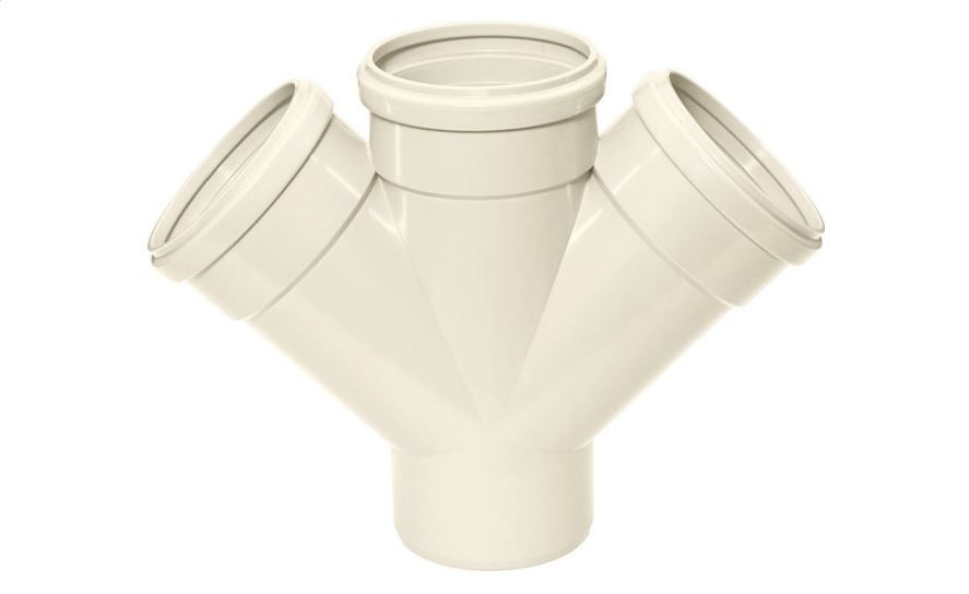 Junção Junção Dupla PVC 100x100 mm Série Reforçada Cinza Claro Esgoto