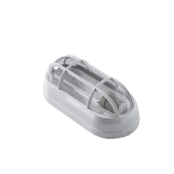 Tartaruga Sobrepor Oval 1x25W para Lâmpada Compacta PVC com Difusor Policarbonato Transp com Soquete E27 Branca com Grade