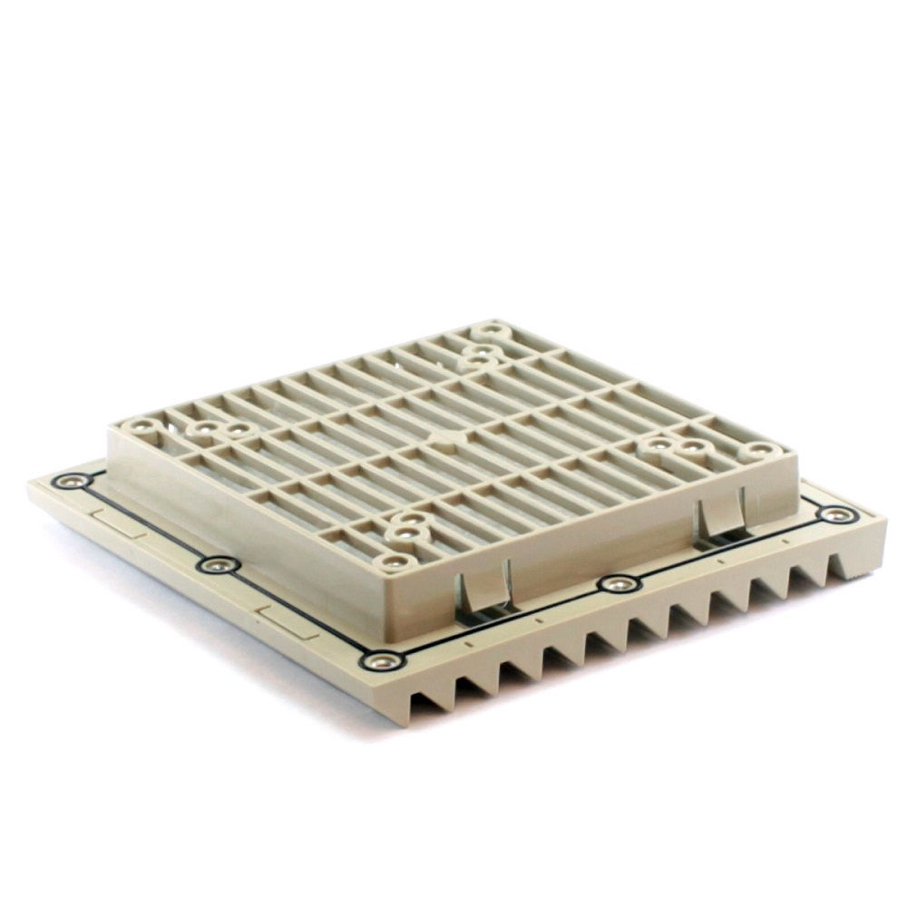 Conjunto Ventilação PVC com Grelha e Filtro 120x120 mm Veneziana Bege