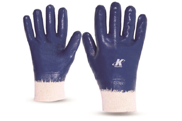 Luva Nitrilica Malha Algodao Tamanho g Azul CA 35954 Kalipso
