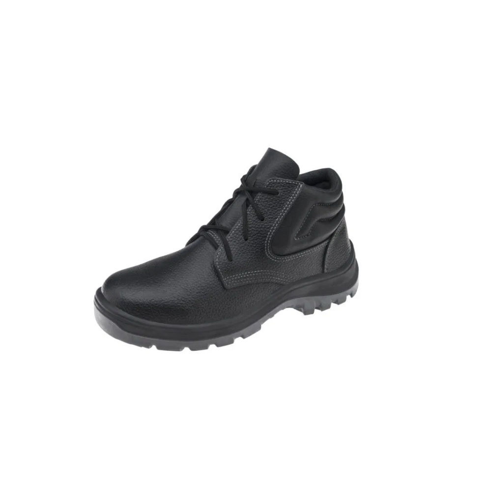 Botina Couro com Cadarço com Biqueira Plástica Tamanho 41 Preta Vulcaflex Ca 43335 Bidensidade