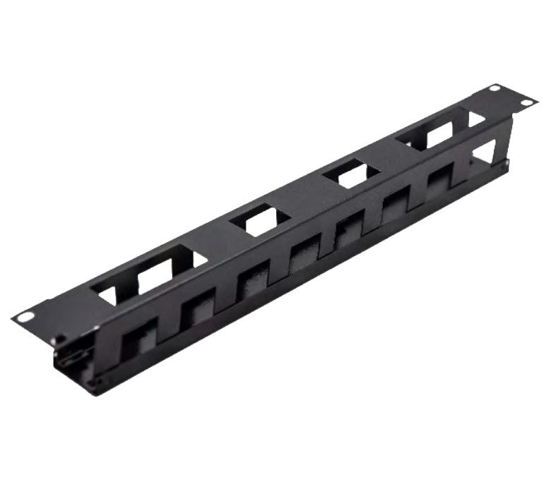 Trilho Guia Cabos Aço para Rack 19"X1U Preto