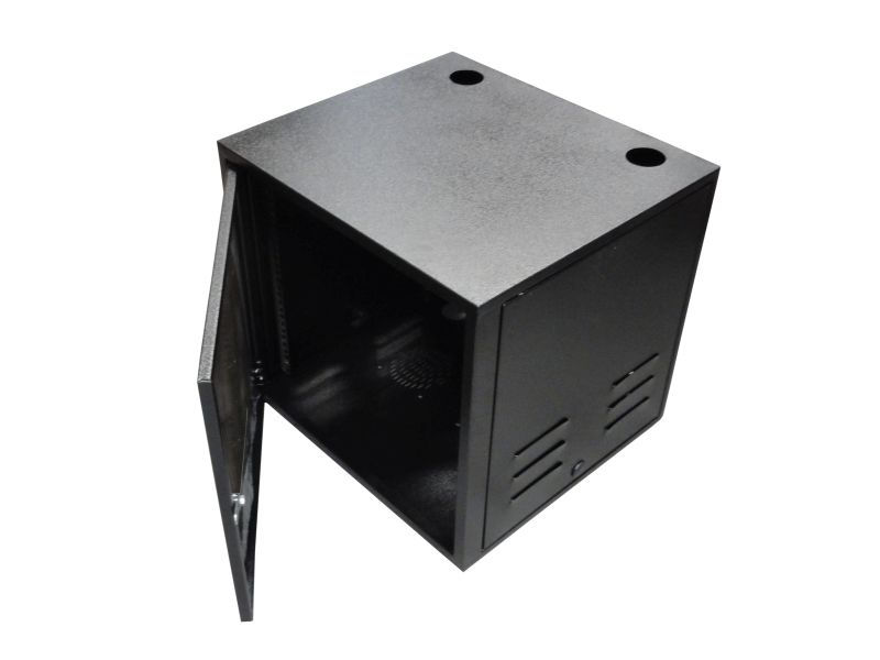 Mini Rack Parede Aço Carbono 19"X8UX470 mm Preto Porta Acrílico