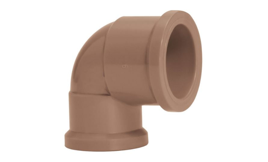 Joelho PVC 90G Soldável Redução 25x20 mm Classe 15 Marrom Água Fria
