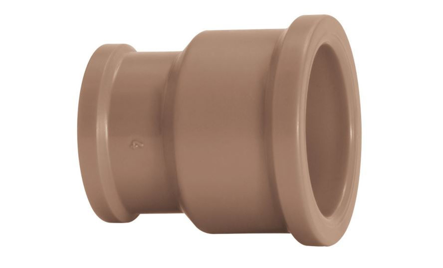 Luva PVC Redução Soldável 40x32 mm Classe 15 Marrom Água Fria