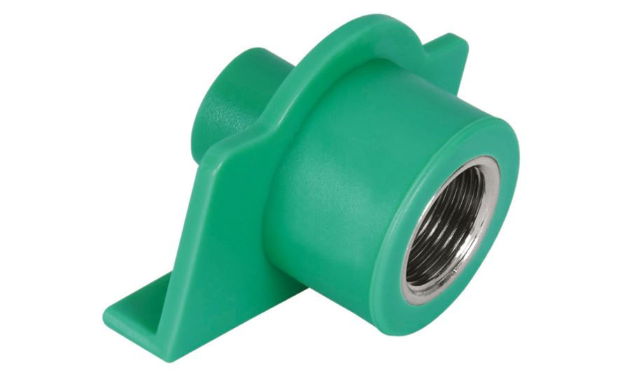 Adaptador Transição com Inserto Metálico Fêmea - Macho para DRY Wall 25 mmX1/2" PPR Verde Água Quente