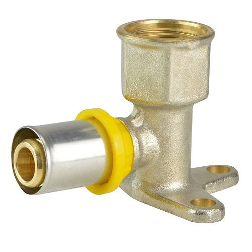 Joelho Metálico 90G Fêmea 16 mmX1/2" Base Fixa Amanco Gás