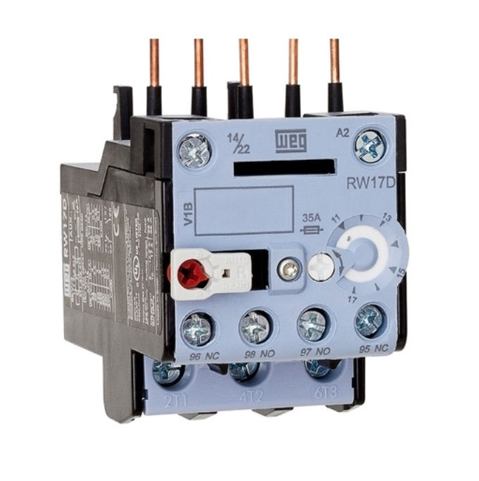 Relé Sobrecarga Relé Sobrecarga Tripolar RW17-1D 1,80-2,80A 1NA+1NF para CWC07A CWC016 / CW07 Conexão para Parafuso