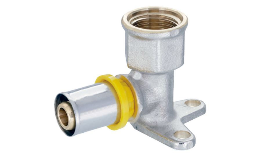 Joelho Metálico 90G Fêmea 20 mmX1/2" Base Fixa Amanco Gás