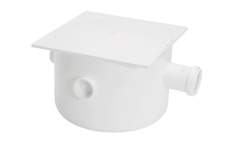 Caixa Sifonada PVC Quadrada 250X172X 50MM Classe 8 Branca Com Três Entradas Amanco