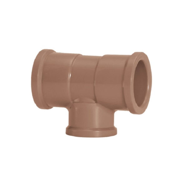 Te PVC Redução Soldável 60x25 mm Classe 15 Marrom Água Fria