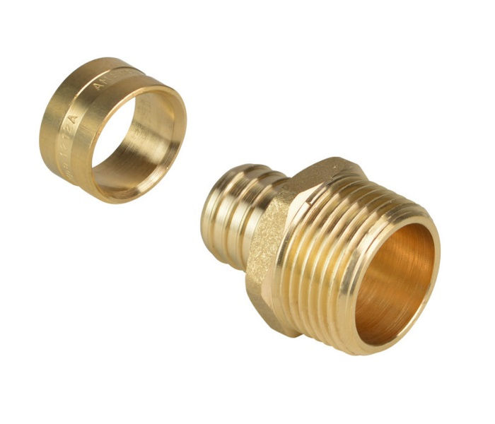 Conector Metálico Macho Roscável 20 mmX1/2" PEX Água Quente