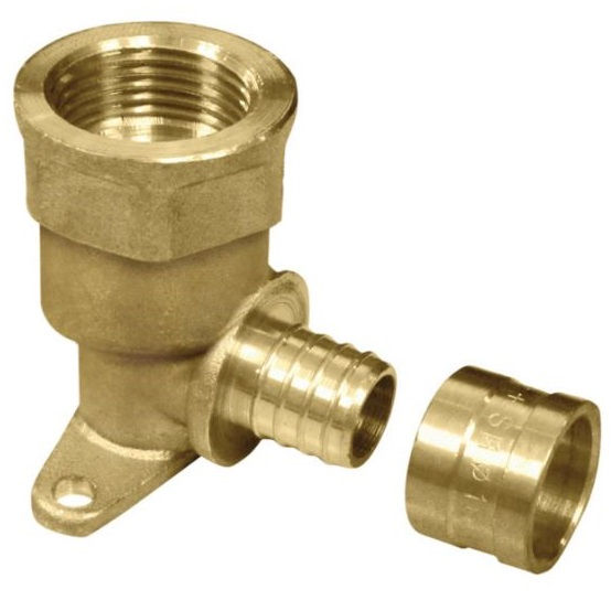 Joelho Metálico 90G Roscável Base Fixo Longo Fêmea 20 mmX1/2" PEX Água Quente