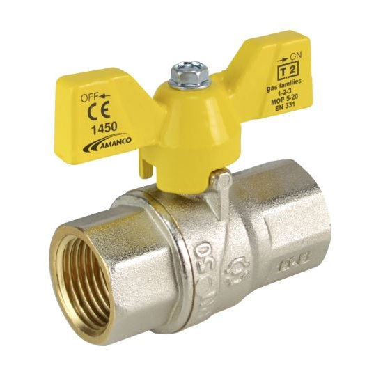 Válvula Válvula Esfera Metálica Borboleta Fêmea e Fêmea 1" Amanco Gás