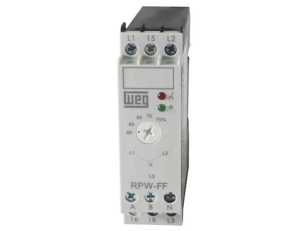 Relé Falta de Fase Relé Falta de Fase RMW17-FF 380/440VCA 1 Contato Reversível (NAF) 50/60 Hz com Assimetria Fases sem Neutro