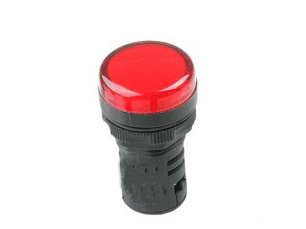 Sinaleiro Led PVC Faceado Lente Lisa com LED 22 mm 220VCA Vermelho com Aro Preto