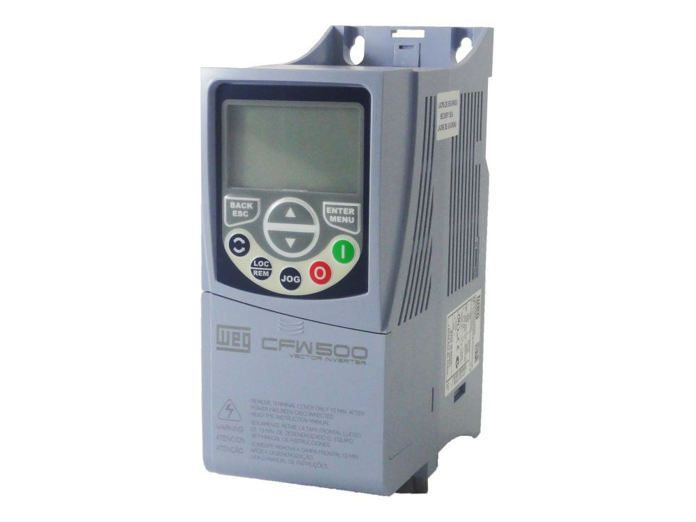 Inversor Frequência Inversor Frequência CFW500 15,00 CV/11 kW Serviço Pesado 24A sem Filtro/Com IGBT Frenagem Trifásico com Display LCD 380VCA 50/60 Hz IP20 Módulos de Comunicação Opcionais