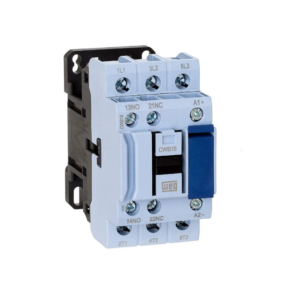 Contator Principal Tripolar 18A 1NA+1NF 24VCC CWB18 Conexão para Parafuso