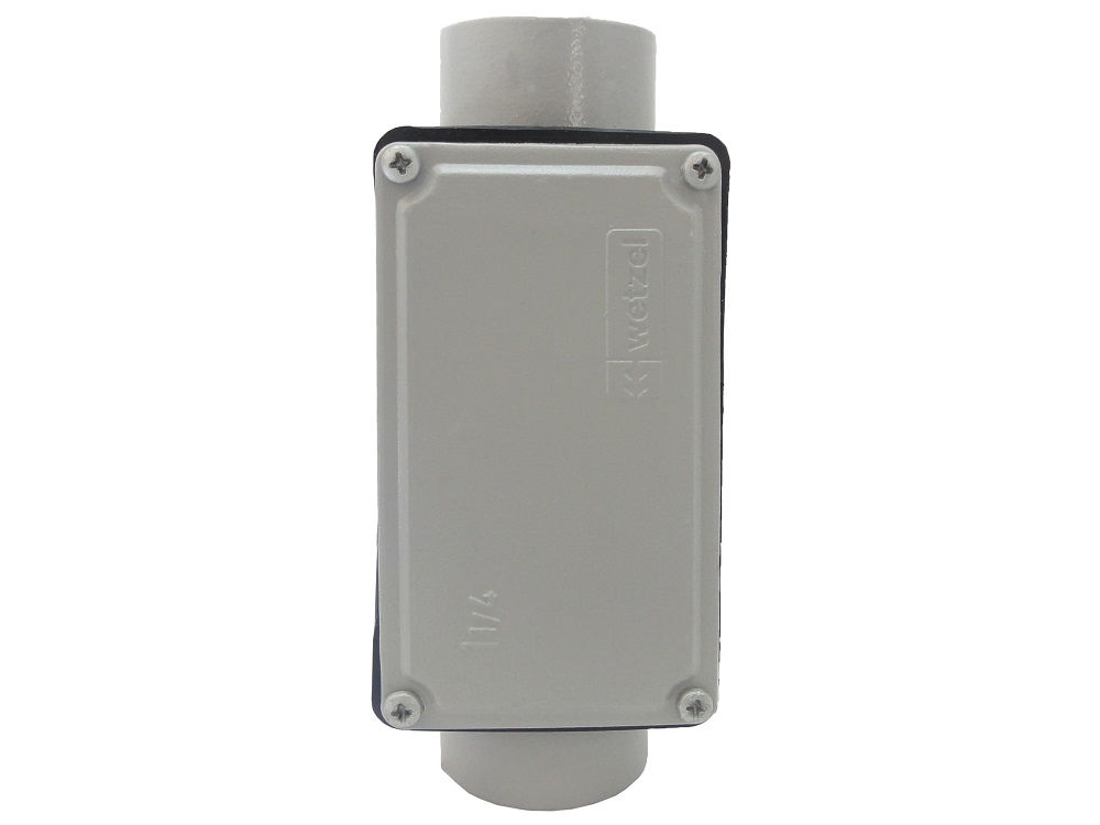 Condulete Alumínio Tipo C 1.1/2" com Rosca BSP com Tampa Cega com Vedação Cinza