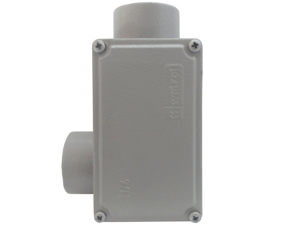 Condulete Alumínio Tipo LL 1.1/4" com Rosca BSP com Tampa Cega com Vedação Cinza