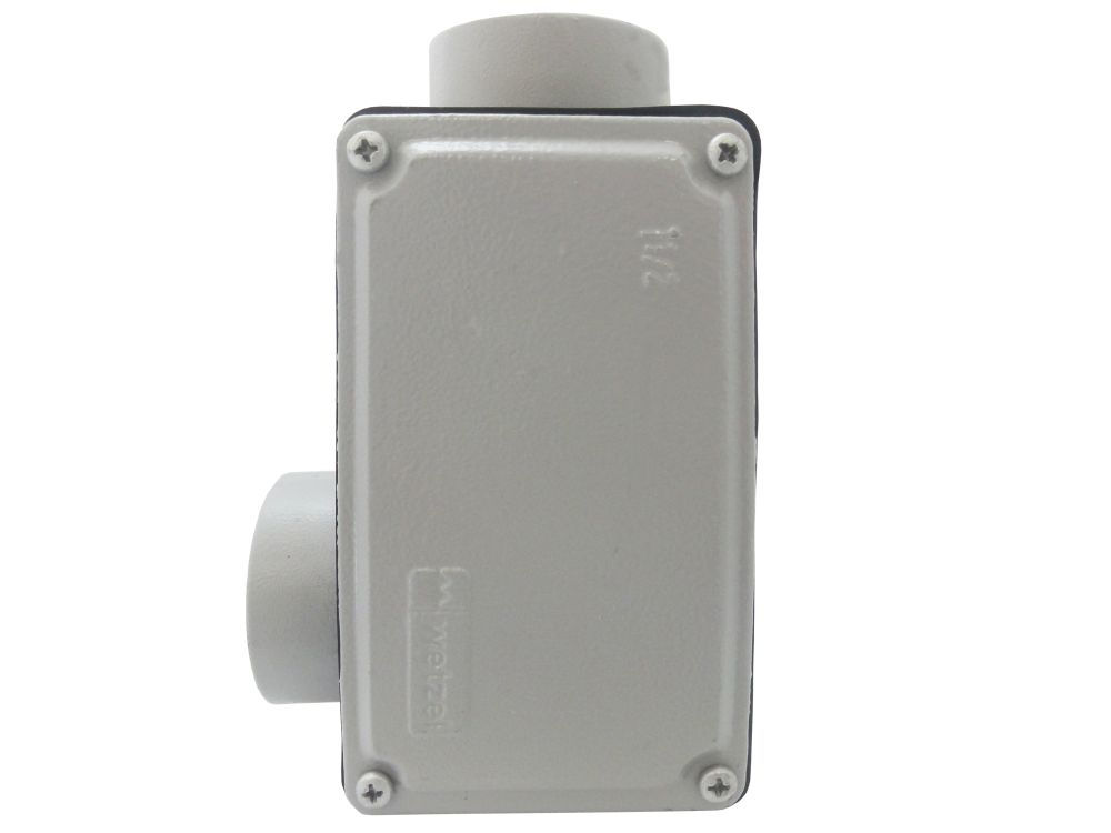 Condulete Alumínio Tipo LL 1.1/2" com Rosca BSP com Tampa Cega com Vedação Cinza