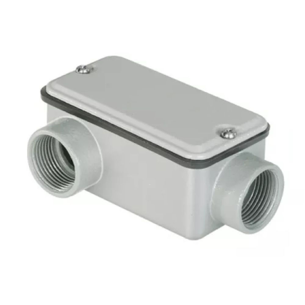 Condulete Alumínio Tipo LR 2" com Rosca BSP com Tampa Cega com Vedação Cinza .
