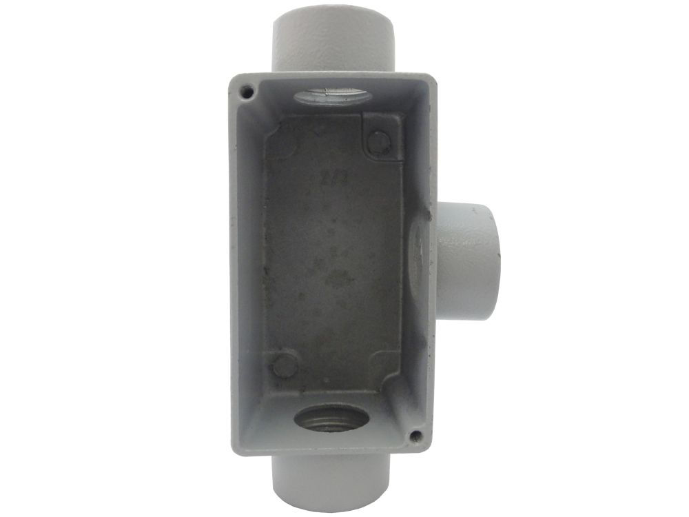 Condulete Alumínio Tipo T 3/4" com Rosca BSP sem Tampa sem Vedação Cinza