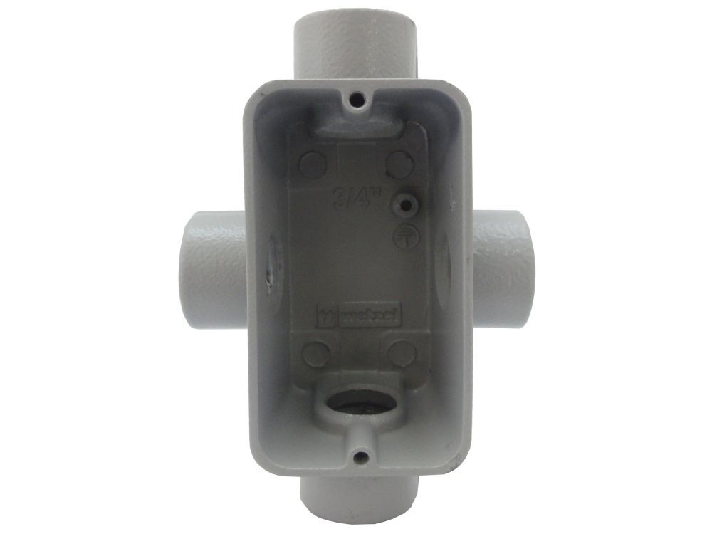 Condulete Alumínio Tipo X 3/4" com Rosca BSP sem Tampa sem Vedação Cinza