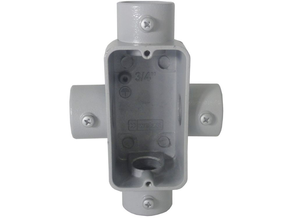 Condulete Alumínio Tipo XSR 3/4" sem Rosca sem Tampa sem Vedação Cinza