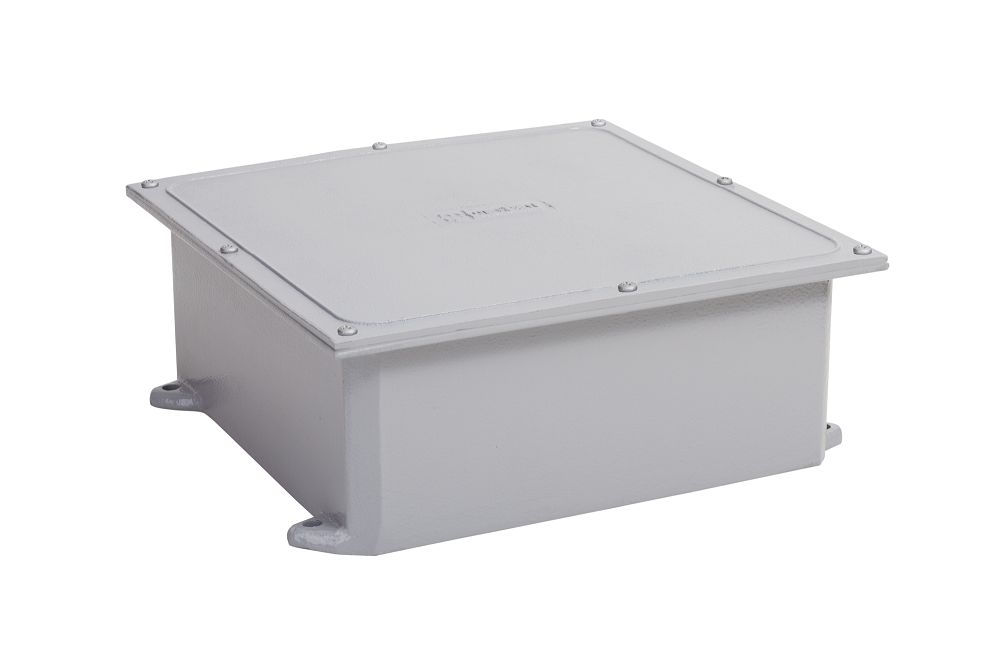 Caixa Passagem Sobrepor Alumínio 100x100x60 mm sem Chassi Removível Cinza com Tampa Reversa (Lisa/Antiderrapante)