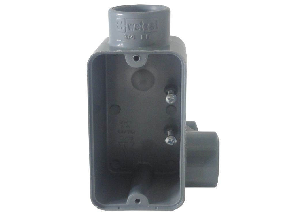 Condulete PVC Tipo LRISR 3/4" sem Rosca sem Tampa sem Vedação Cinza Tampa Parafusada