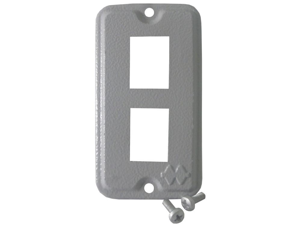 Tampa Alumínio para 2 Tomadas RJ11 para Condulete Cinza 1/2"-3/4" Fixação com Parafuso