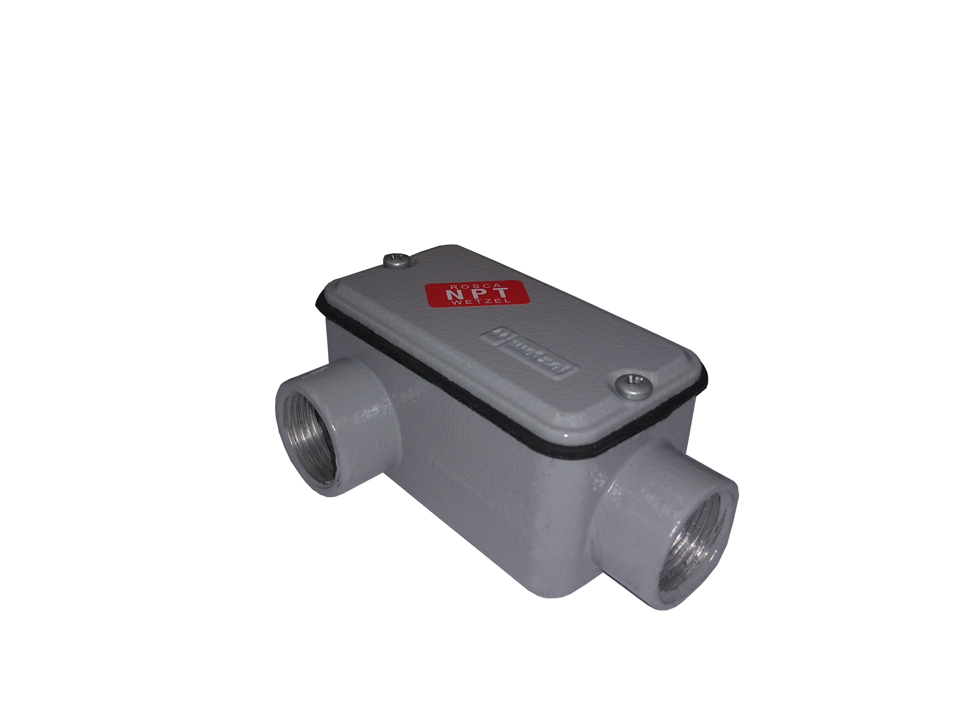 Condulete Alumínio Tipo LR 3/4" com Rosca NPT com Tampa Cega com Vedação Cinza