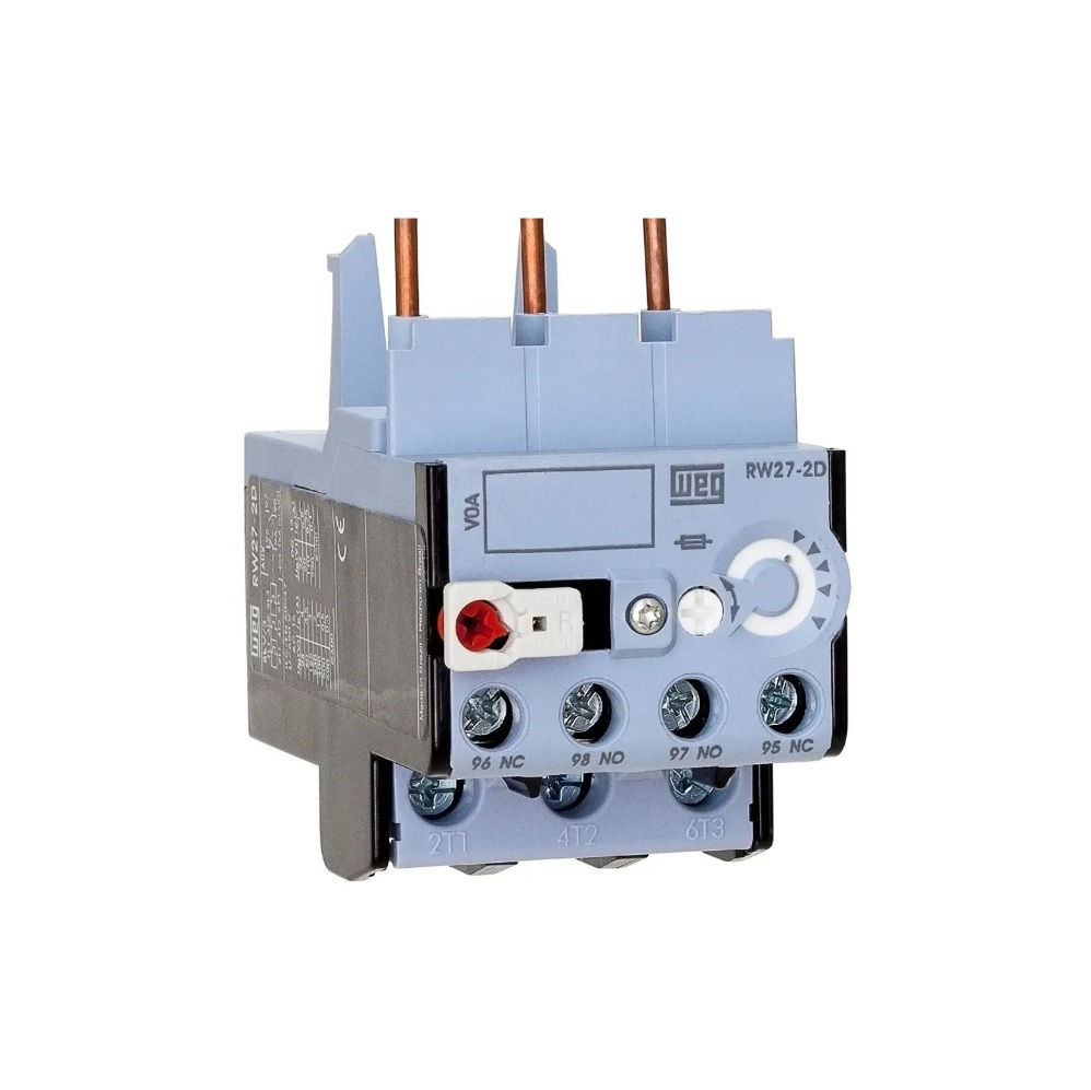 Relé Sobrecarga Relé Sobrecarga Tripolar RW27-2D 4,00-6,30A 1NA+1NF para CWB9A CWB38 Conexão para Parafuso