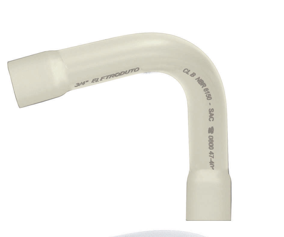 Curva 90G PVC para Eletroduto 1" sem Rosca Branca